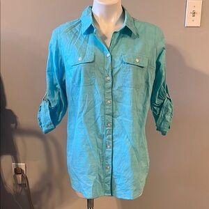 Women's Croft & Barrow Blue Button-Up Shirt